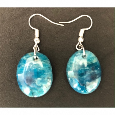 APATITE BLEUE BOUCLE D'OREILLE