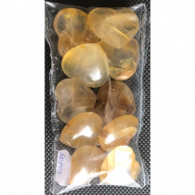 QUARTZ HÉMATOÏDE JAUNE COEUR sachet de 10 Pièces