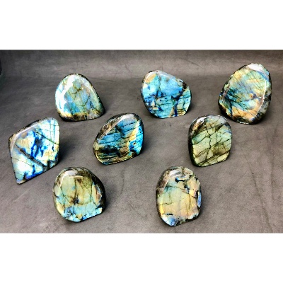 LABRADORITE FORME LIBRE Entièrement POLIE Lot de 8 Pièces