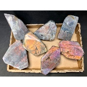 LABRADORITE dorée-violette Entièrement POLIE Lot de 7 pièces