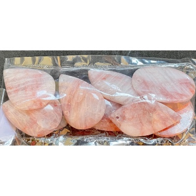 QUARTZ HÉMATOÏDE ROSE PENDENTIF sachet de 10 Pièces