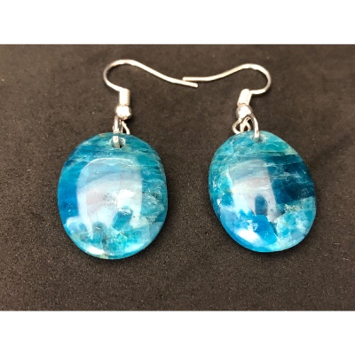 APATITE BLEUE BOUCLE D'OREILLE