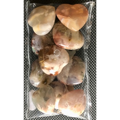 AGATE FLEUR COEUR Lot de 10 pièces