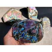 LABRADORITE MULTICOLORE  POLIE Lot de 4 pièces