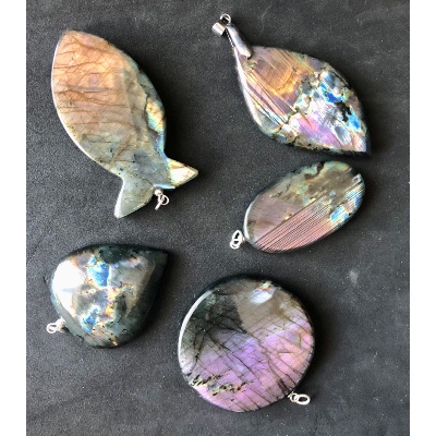 LABRADORITE PENDENTIF Grand Modèle Lot de 5 Pièces