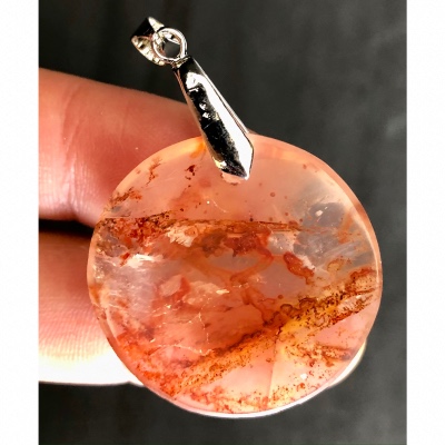 QUARTZ HÉMATOÏDE ROUGE  PENDENTIF