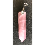 QUARTZ ROSE PRISME PENDENTIF