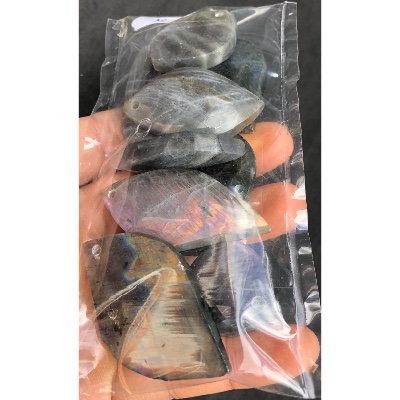 LABRADORITE PENDENTIF violet-multicolore 10 Pièces