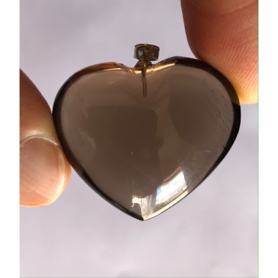 QUARTZ CRISTAL FUMÉ coeur PENDENTIF