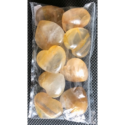 QUARTZ HÉMATOÏDE JAUNE COEUR sachet de 10 Pièces