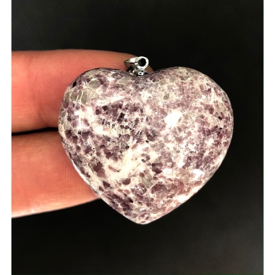 LÉPIDOLITE COEUR PENDENTIF 