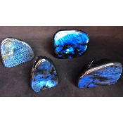 LABRADORITE bleue FORME LIBRE polie Lot de 4 pièces