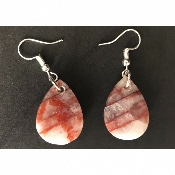 QUARTZ HÉMATOÏDE ROUGE  BOUCLE D'OREILLE