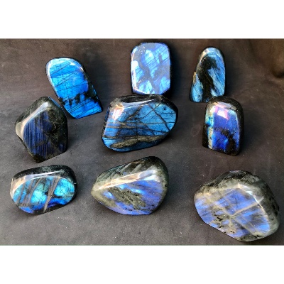 LABRADORITE bleue FORME LIBRE polie Lot de 9 pièces 