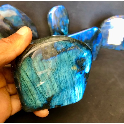 LABRADORITE bleue FORME LIBRE polie Lot de 7 pièces 