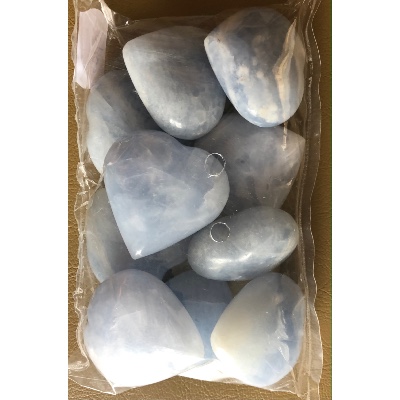 CALCITE BLEUE COEUR Lot de 10 Pièces