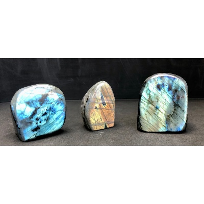 LABRADORITE Entièrement POLIE Lot de 3 Pièces
