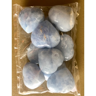 CALCITE BLEUE COEUR Lot de 10 Pièces