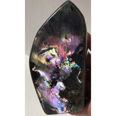 LABRADORITE VIOLETTE-MULTICOLORE  FORME LIBRE ENTIÈREMENT POLIE 1070 gr