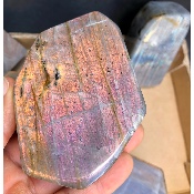LABRADORITE dorée-violette Entièrement POLIE Lot de 7 pièces