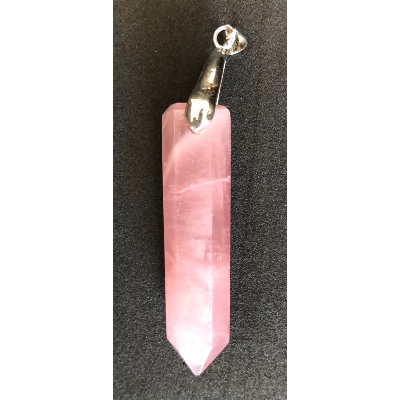 QUARTZ ROSE PRISME PENDENTIF