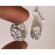 QUARTZ à INCLUSION TOURMALINE BOUCLE D'OREILLE