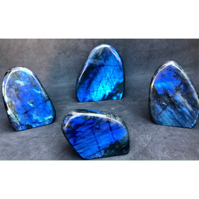 LABRADORITE bleue FORME LIBRE polie Lot de 4 pièces 