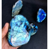 LABRADORITE bleue FORME LIBRE polie Lot de 4 pièces